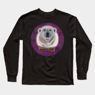 Polar Bear on lilac circular pattern Long Sleeve T-Shirt